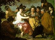 VELAZQUEZ, Diego Rodriguez de Silva y The Topers (The Rule of Bacchus) e oil painting on canvas
